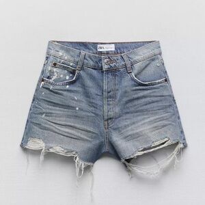 Zara Distressed Denim Shorts